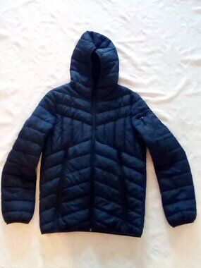 Karl Lagerfeld Paris Mens Jacket  Mid Weight Puffer Hood  Pockets Sz S.